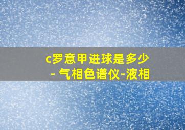 c罗意甲进球是多少 - 气相色谱仪-液相